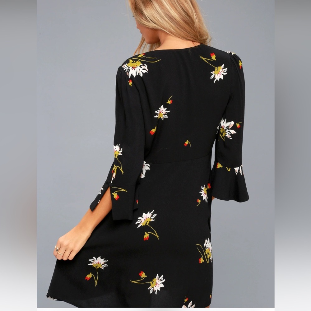 Free People Time On My Side Black Floral Wrap Dress - Picture 5 of 11